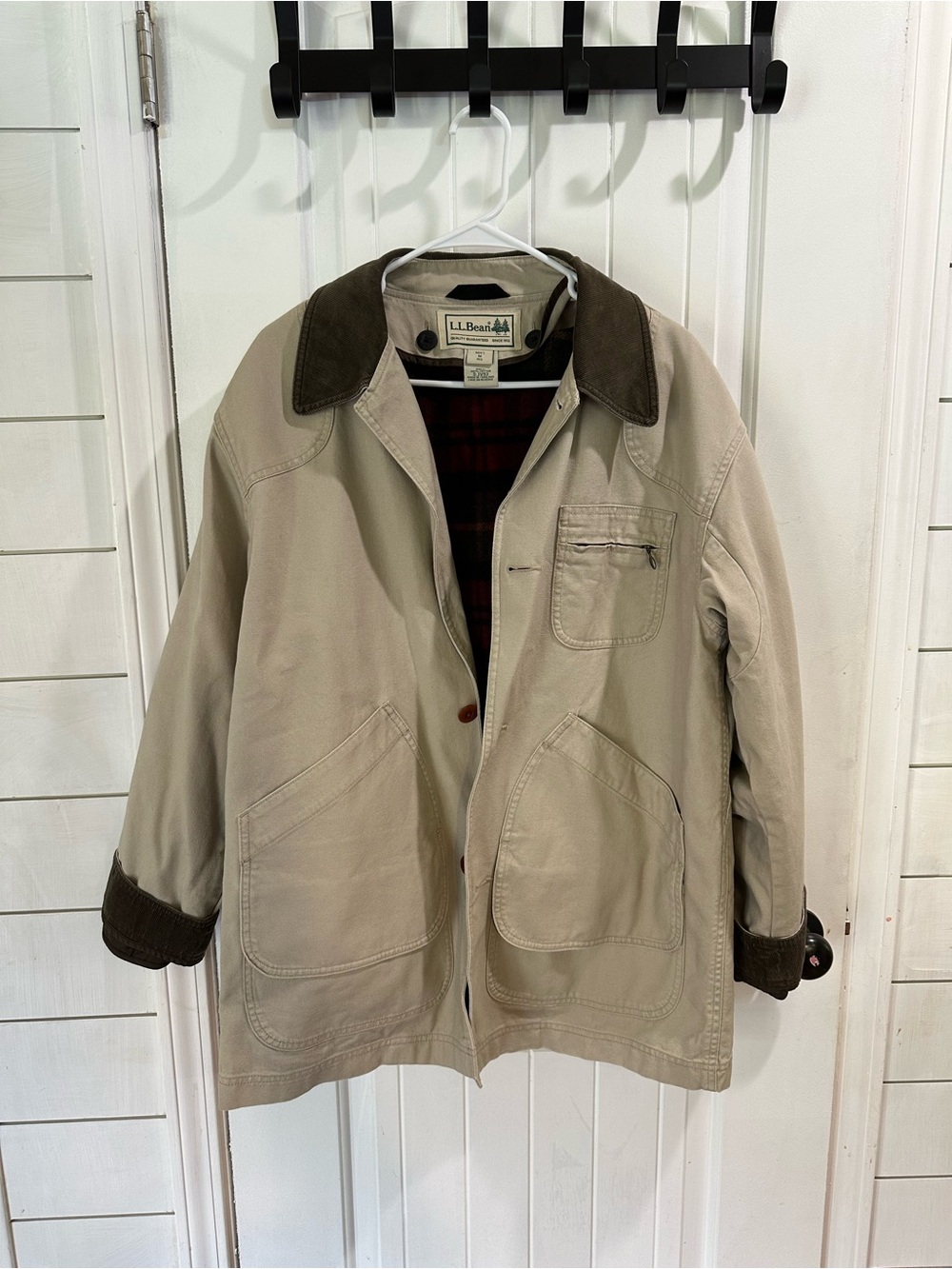 Vintage 1993 L.L.Bean Wool Blanket Lined Barn Coat Canvas Chore Jacket M - Picture 1 of 10